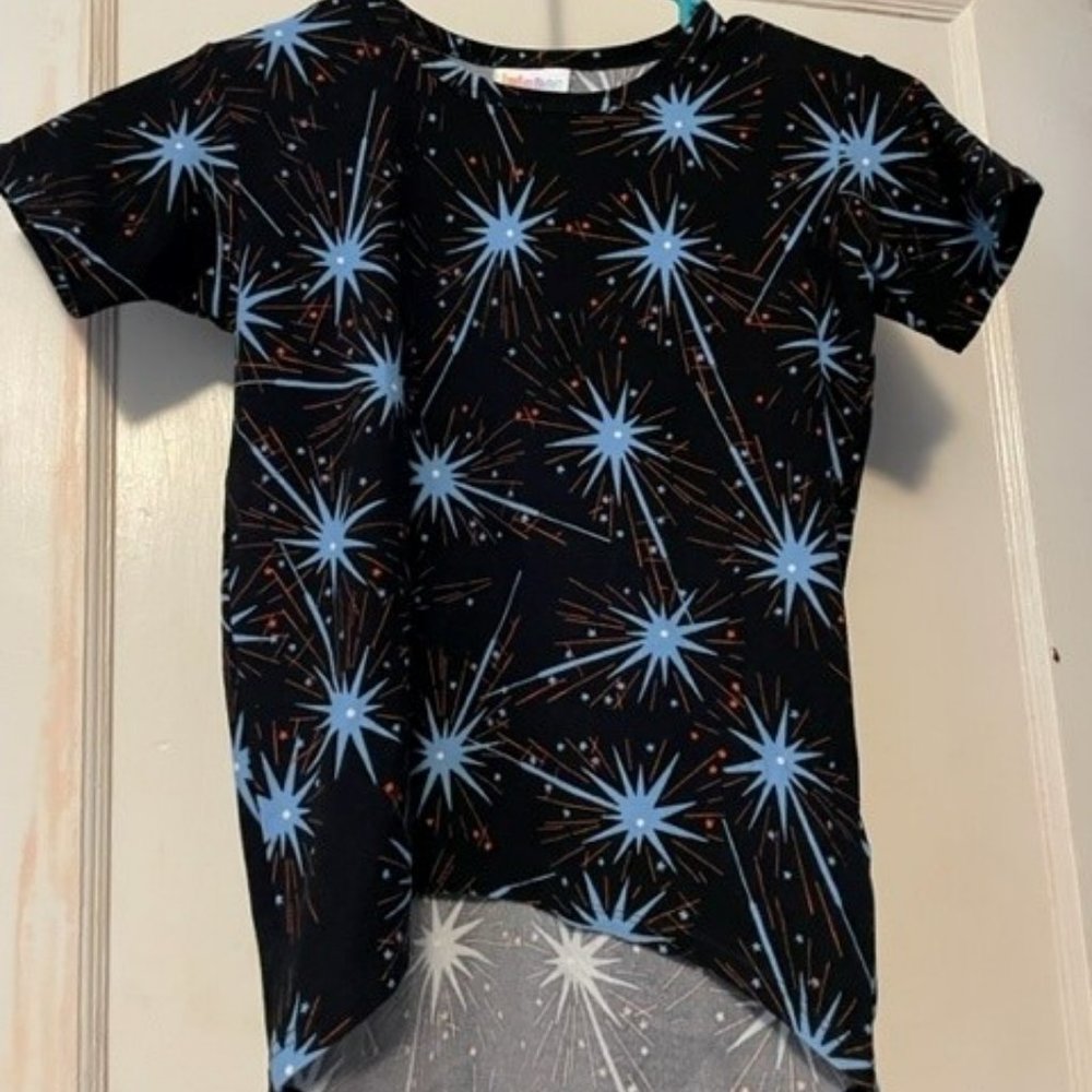 LuLaRoe Girl's Leggings Material Gracie Top Fireworks